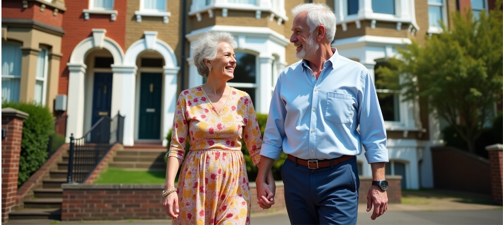Couple holding hands and smiling